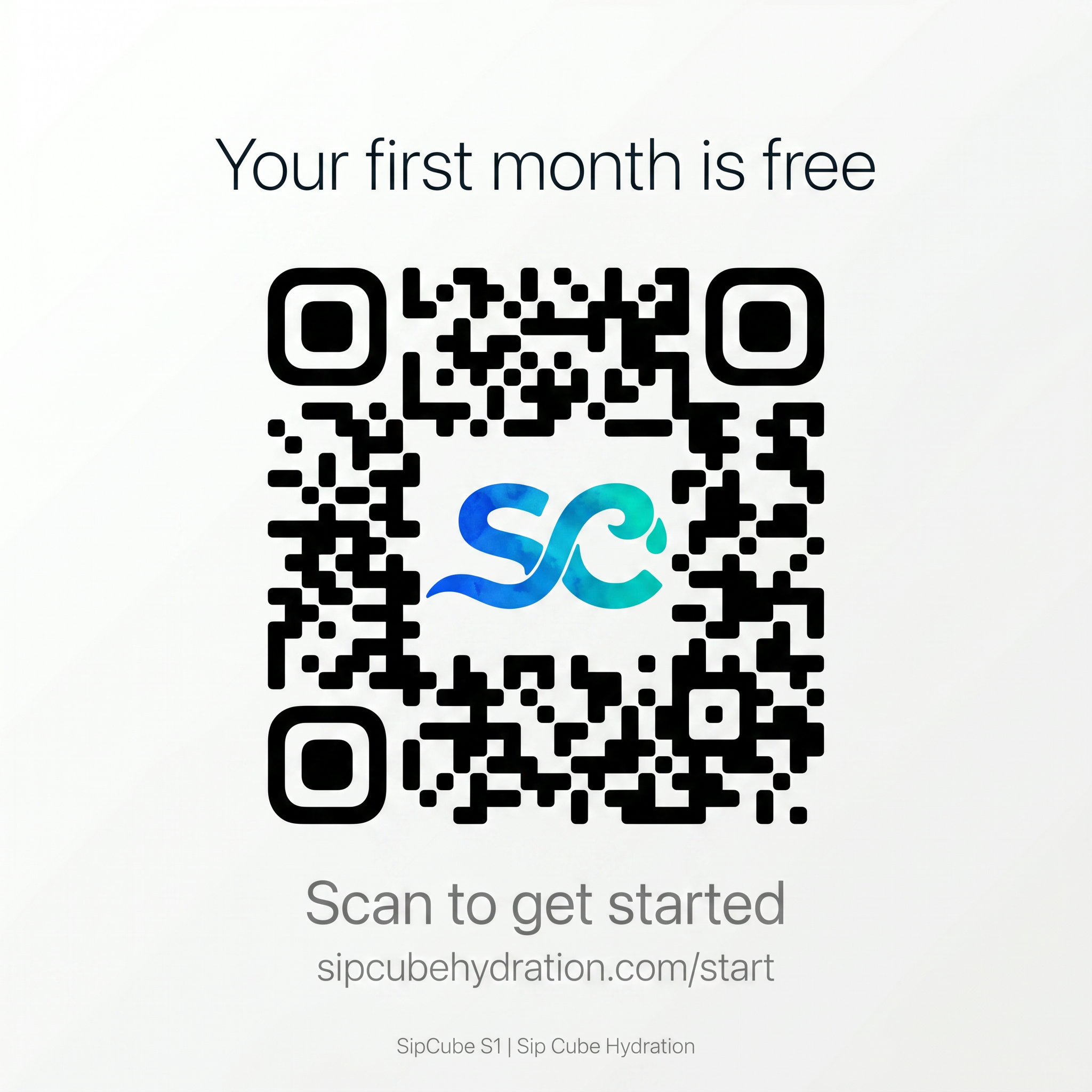 Scan to get started — sipcubehydration.com/start